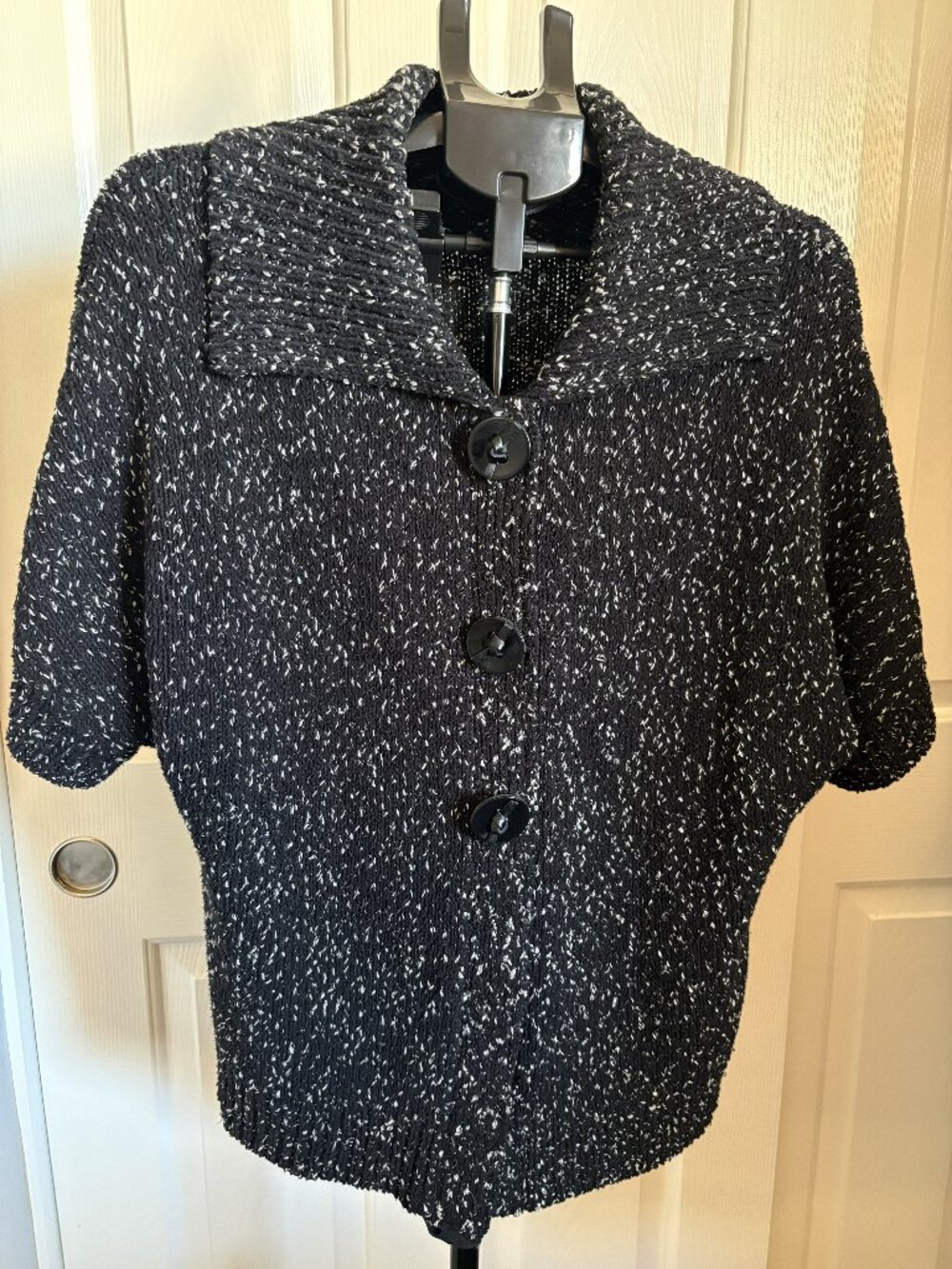 Coldwater Creek slub knit cardigan with leather-look buttons
